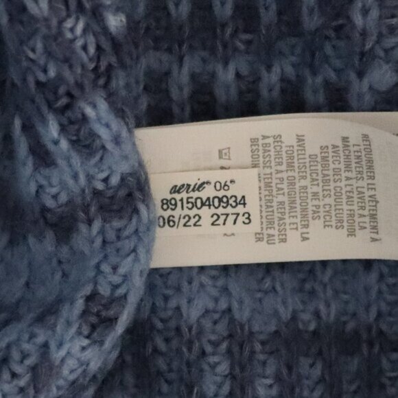 Aerie Womens Blue S Oversized Striped Wool Pullover Lounge Slouchy Sweater - Picture 14 of 14